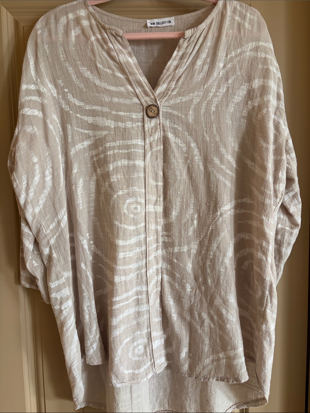 New Collection Neutral Beige/White Woman’s Linen Tunic/Shirt